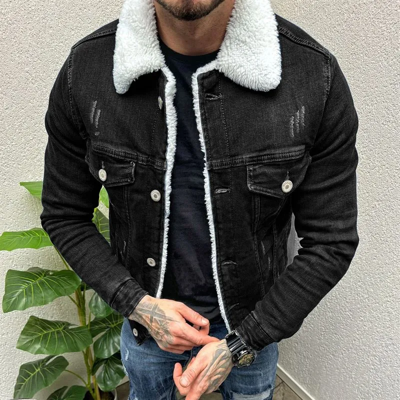 Jean jacket wool collar hot sale