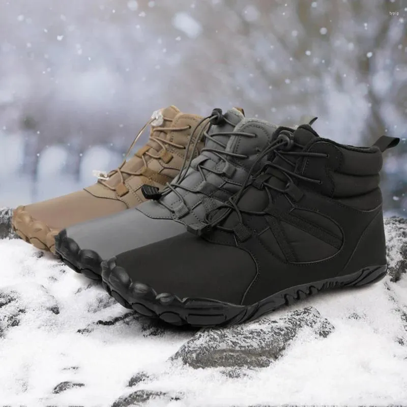 Fitnessskor vinter snöstövlar kör sneakers non slip casual barfota vattentät hög topp för reseklättring vandring