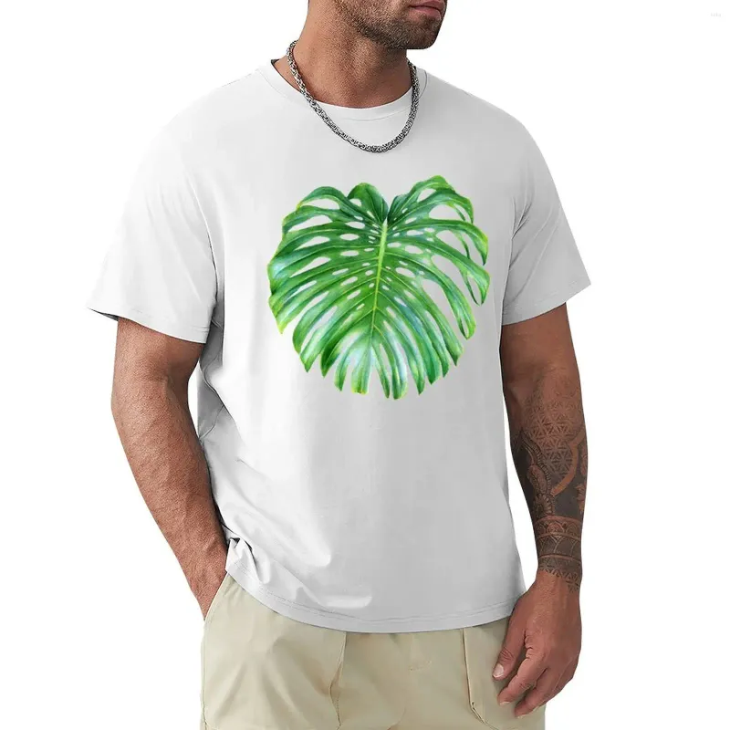 Polos masculinos Green Tropical Leaves VI Camiseta Tops Pretos Camisetas Para Homens Pacote