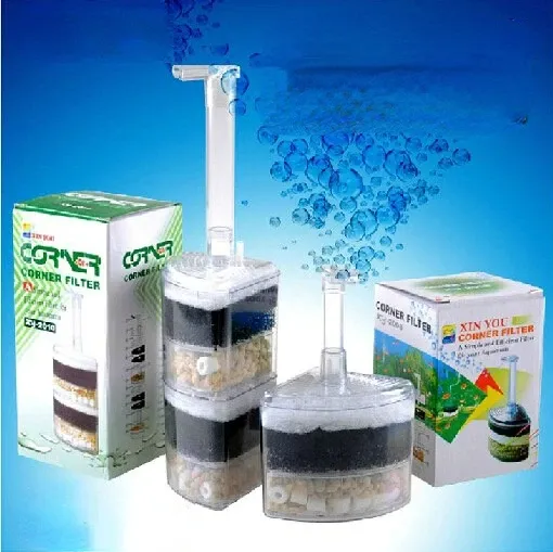 Onderdelen Aquariumfilter Hoek Meerlaags pneumatisch aquariumfilter met filtermateriaal Zeeaquariumaccessoires