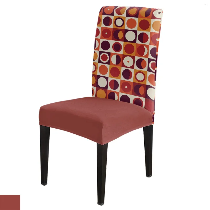 Housses de chaise à carreaux rectangulaires, rondes, Orange, rouge, housse de salle à manger, en Spandex, élastique, pour salle de mariage, maison, 4/6/8 pièces