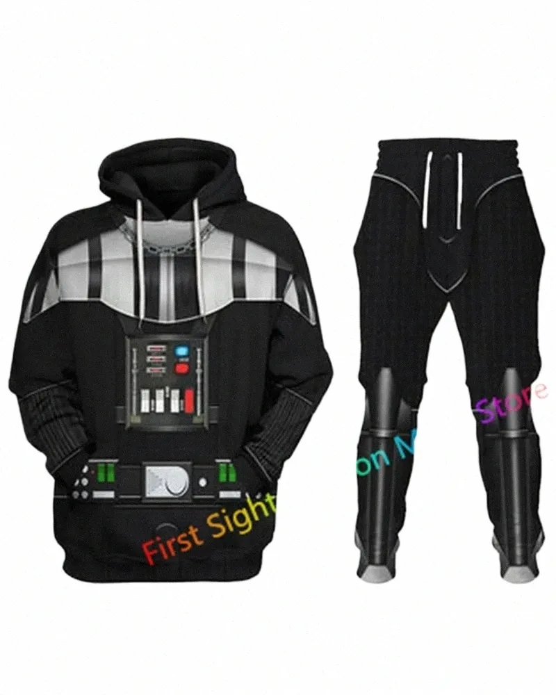 Dark Cos Vader Cosplay Anime Uniforme 3D Imprimé Sweats à capuche pour hommes Costumes Fi Sweat-shirt Pantalons de survêtement Design Survêtement 2 pièces Ensembles 64lh #