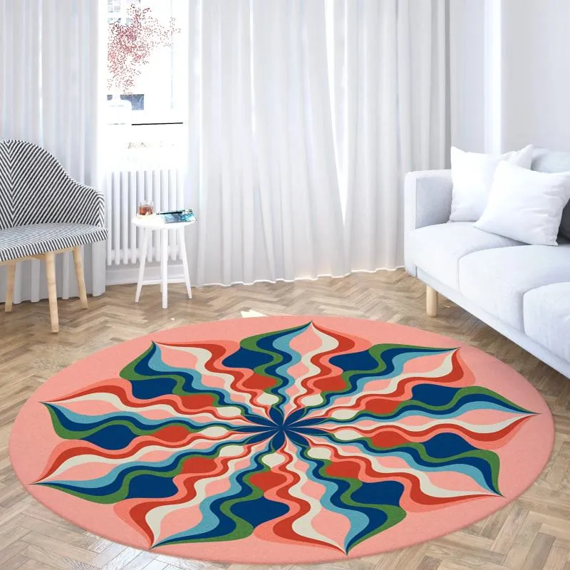 Teppiche Blumenentyp kreisförmiger Teppich Haus Schlafzimmer Wohnzimmer Badezimmer Eingangsboden Dekoration Anti -Schlupf Waschbar