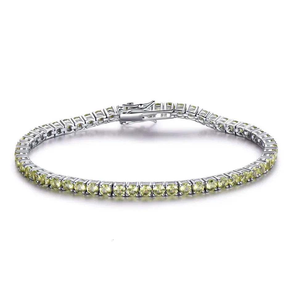 UMCHO 925 Sterling Silver Peridot 2MM Tennis Bracelet Womens Bracelets Party Gift Fashion Fine Jewellery 240327