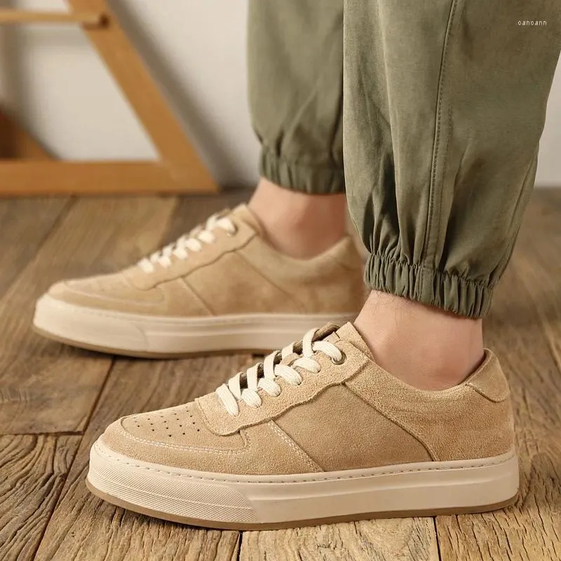 Casual Schoenen Britse Stijl Mannen Mode Koe Suède Flats Schoen Veterplatform Buiten Wandelen Sneakers Ademend Schoeisel Zapato