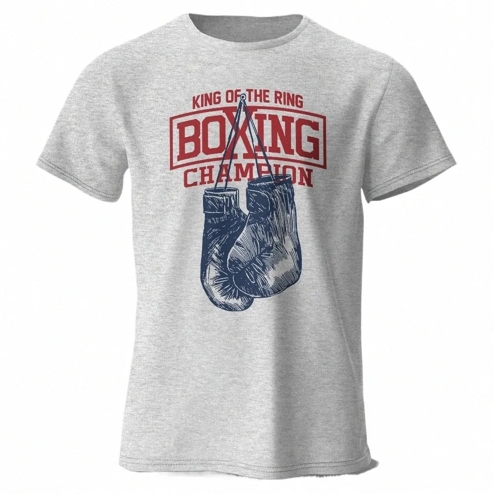 King of The Ring Boxing Champi T-shirt imprimé pour hommes femmes Vintage GYM Apparel Tops Tees F0Zi #