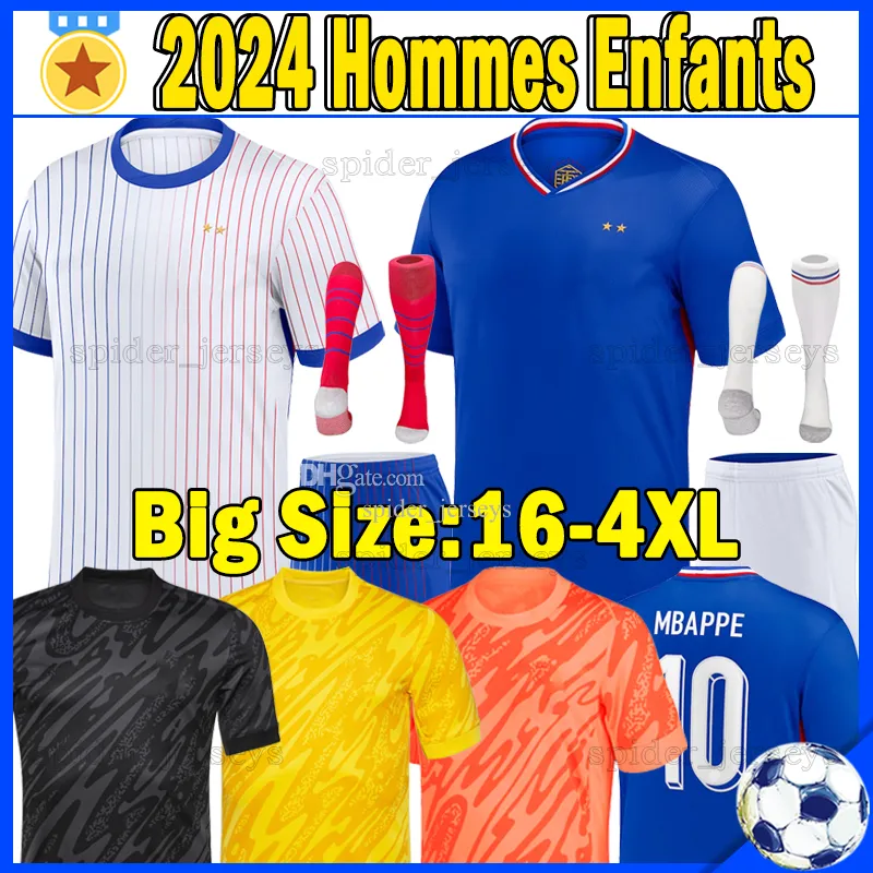 Xxxl 4xl 24 25 Jerseys de football français 2024 2025 Mbappe Benzema Dembele Tchouameni Griezmann Fans Joueur Version Kolo Muani Football Shirts Men Uniforms Kits Kits