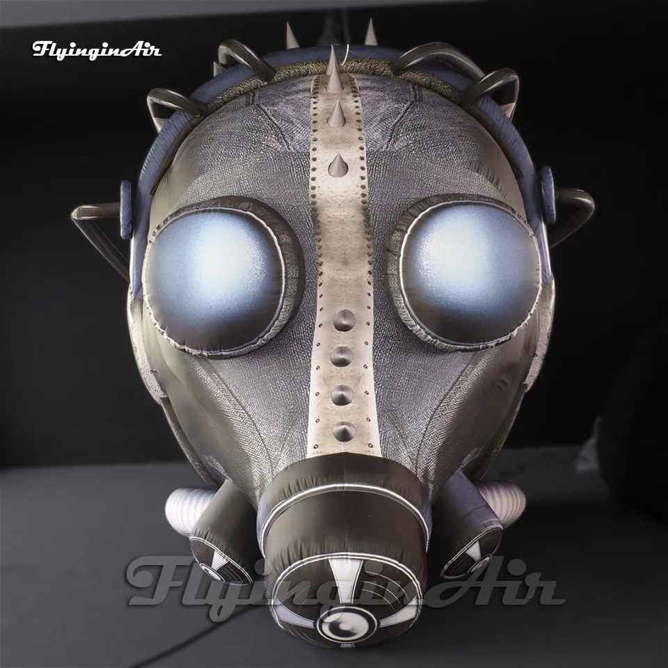 Replica del casco per fumo di esplosione dell'aria del modello della maschera antigas gonfiabile di grande simulazione stupefacente per l'evento del partito del club