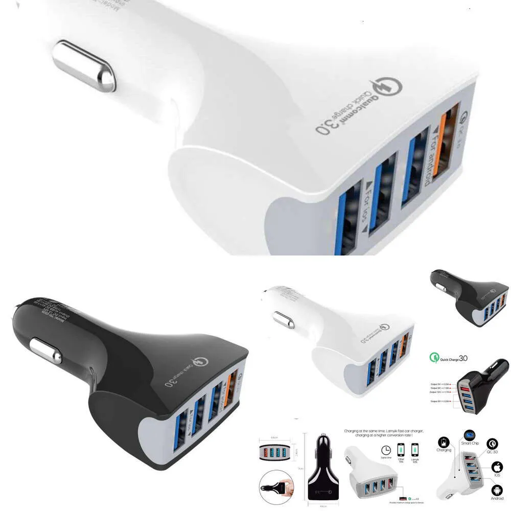 Update Qc3.0 Zubehör 4 Ports Schnellladegerät Auto USB-Buchsenadapter 12V 30W