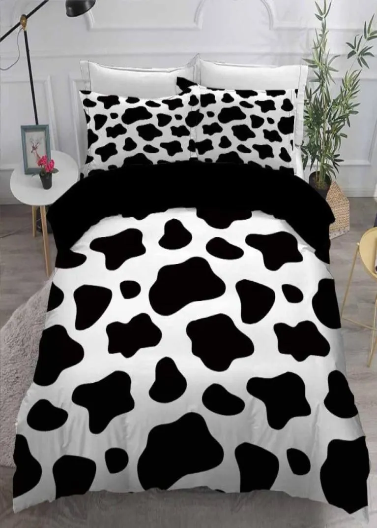 23 pièces vache animaux ensembles de literie impression 3D housse de couette noir blanc lit housse de couette double reine roi SetNo Sheets9433686