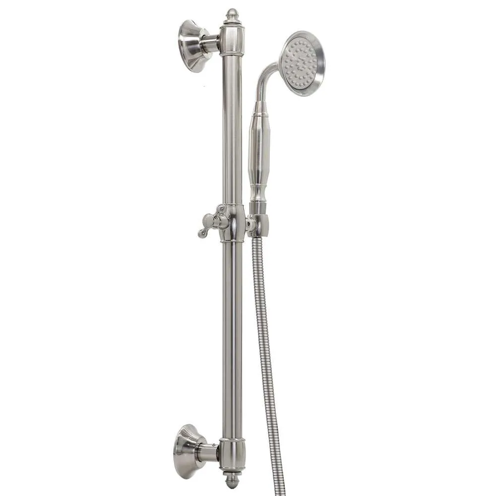 Kit de barre coulissante en laiton avec support de pomme de douche mural réglable pour pomme de douche à main, tuyau de salle de bain de 64 pouces (environ 162,6 cm), nickel brossé