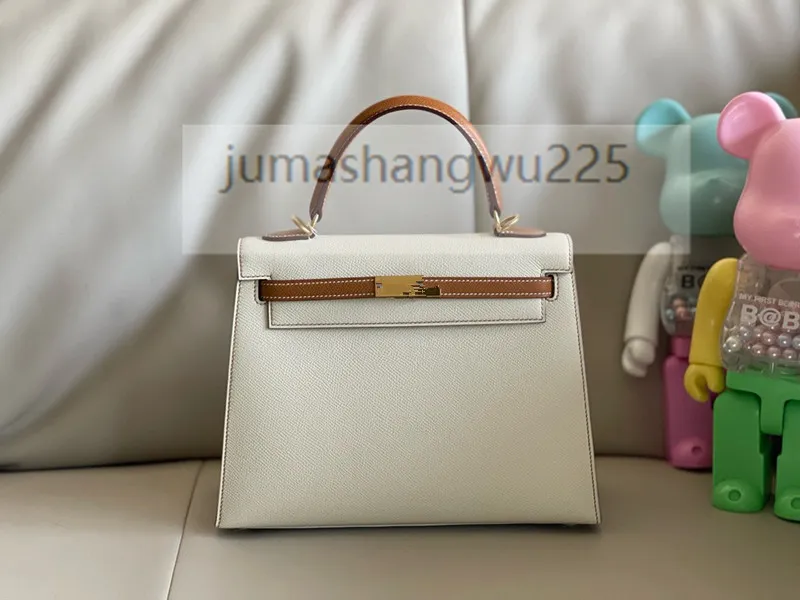 Designer Hand sydd KL25CM Milkshake White Two-Tone Patchwork Epsom Women's Single Shoulder Crossbody Handbag