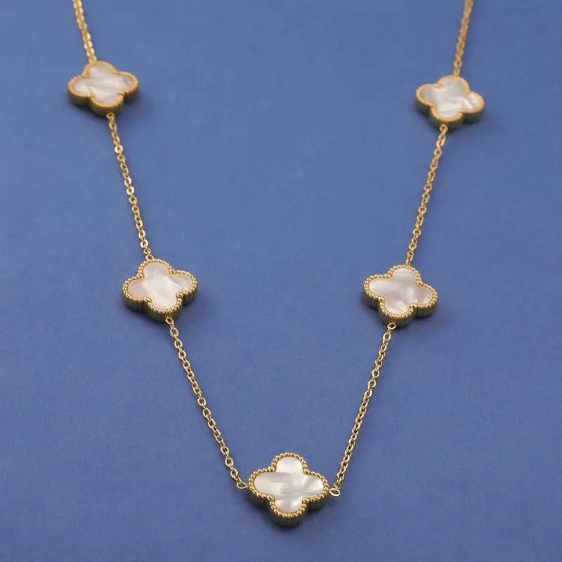 дизайнерская цепочка, роскошное ожерелье с клевером, ювелирные изделия с клевером, женское цветочное ожерелье, позолоченное 18-каратным золотом, многоцветное ожерелье для матери