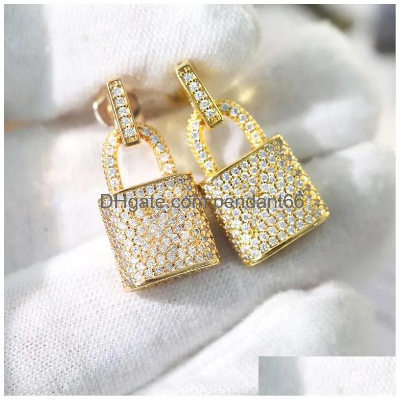 Charm Fashion Luxury Fl Diamond Lock Boucles d'oreilles en cristal pour femmes Classic Designer Stud Haute Qualité S925 Sier Boucle d'oreille Drop Livraison Je Dhbxh