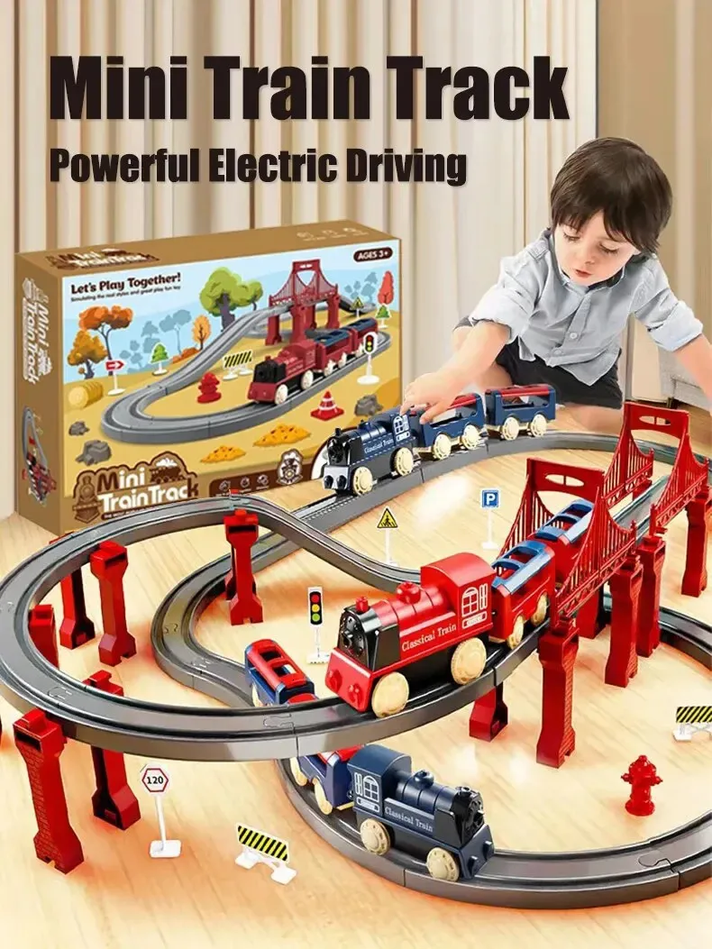 Elektrisk montering Rail Train Boy Education Simulation Model Set Christmas Birthday Gift Track Toys 240313