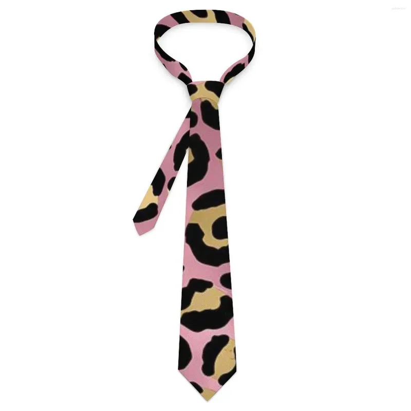 Gravatas borboletas leopardo impressão gravata rosa e ouro padrão pescoço bonito colar engraçado para homens uso diário acessórios de gravata