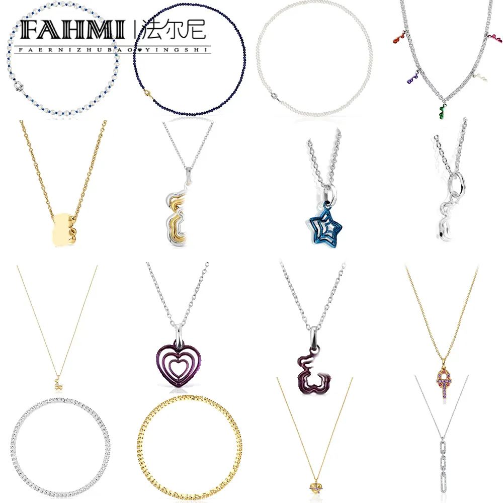 Fahmi Classic High Quality White Gold Chain Chain Full Circle Bear Colorful Gold NeckaCegood Craftsskap, toppkvalitet