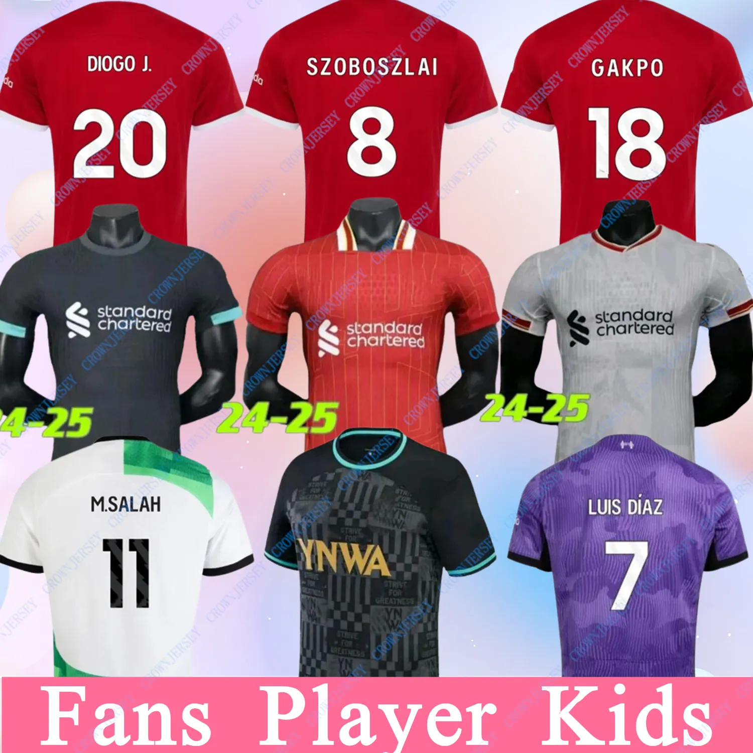 2024 2025 بركة حية. قمصان كرة القدم Szoboszlai Gakpo 23 24 25 Mac Allister Gravenberch Luis Diaz Alexander Arnold Football Kit Thirts Men Kids Darwin