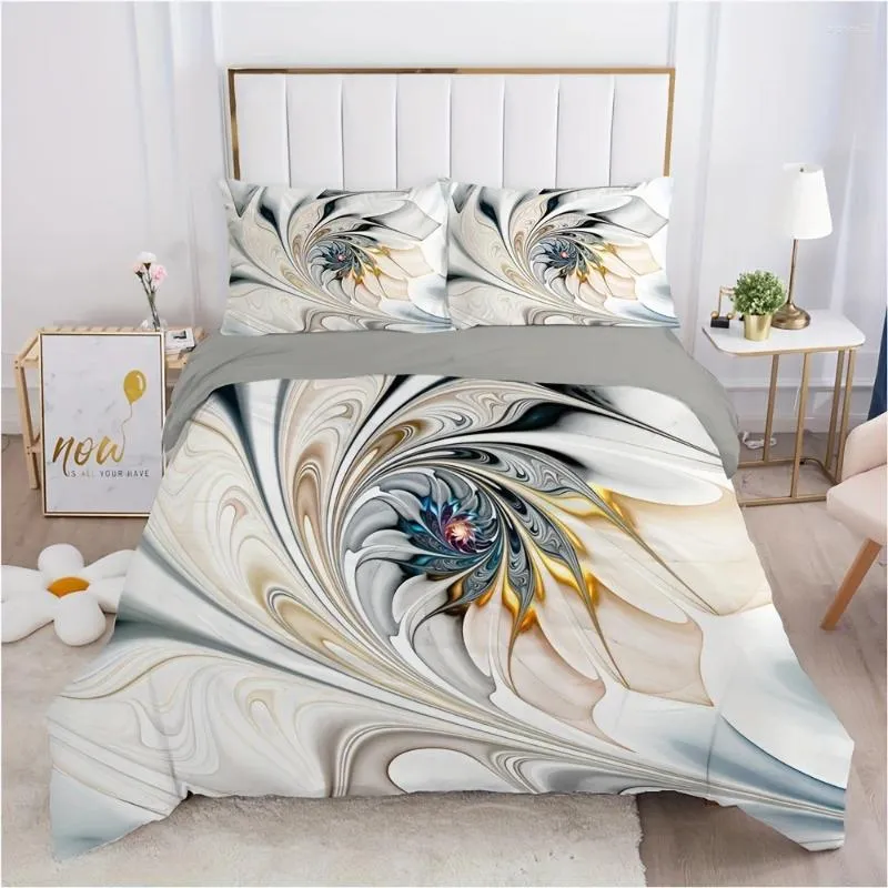 Beddengoedsets 3D-bloemendekbedovertrekset met abstracte bloemenprint voor en slaapkamerdecoratie, inclusief kussenslopen