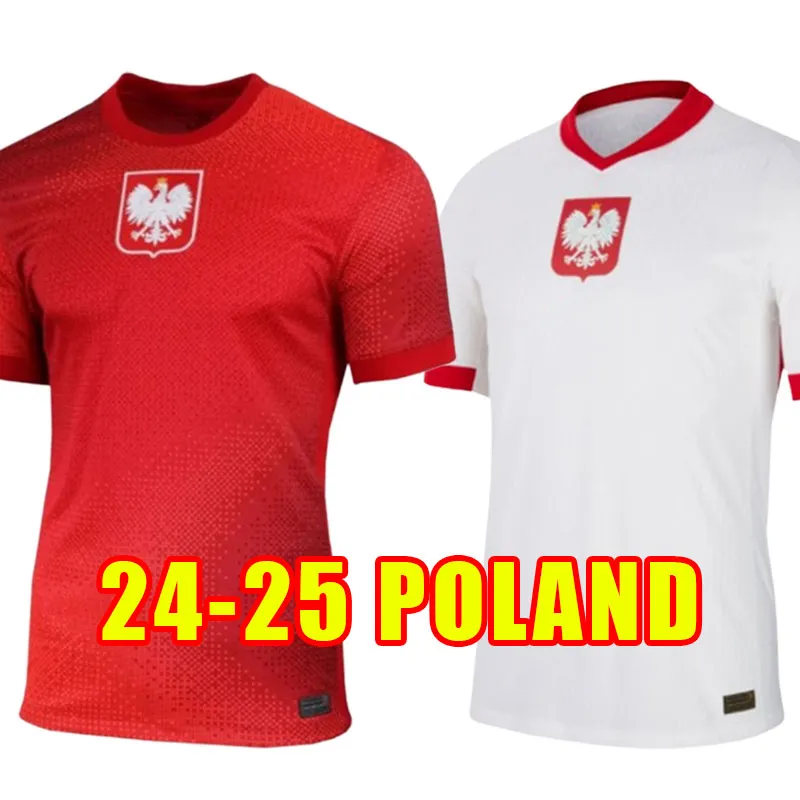 2024 Polska koszulki piłkarskie Lewandowski Milik Men Kit Home Away Jersey 24 25 Red White Zieliński Dzieci Piszczka Koszulki Grosicki Football Shirt Thai