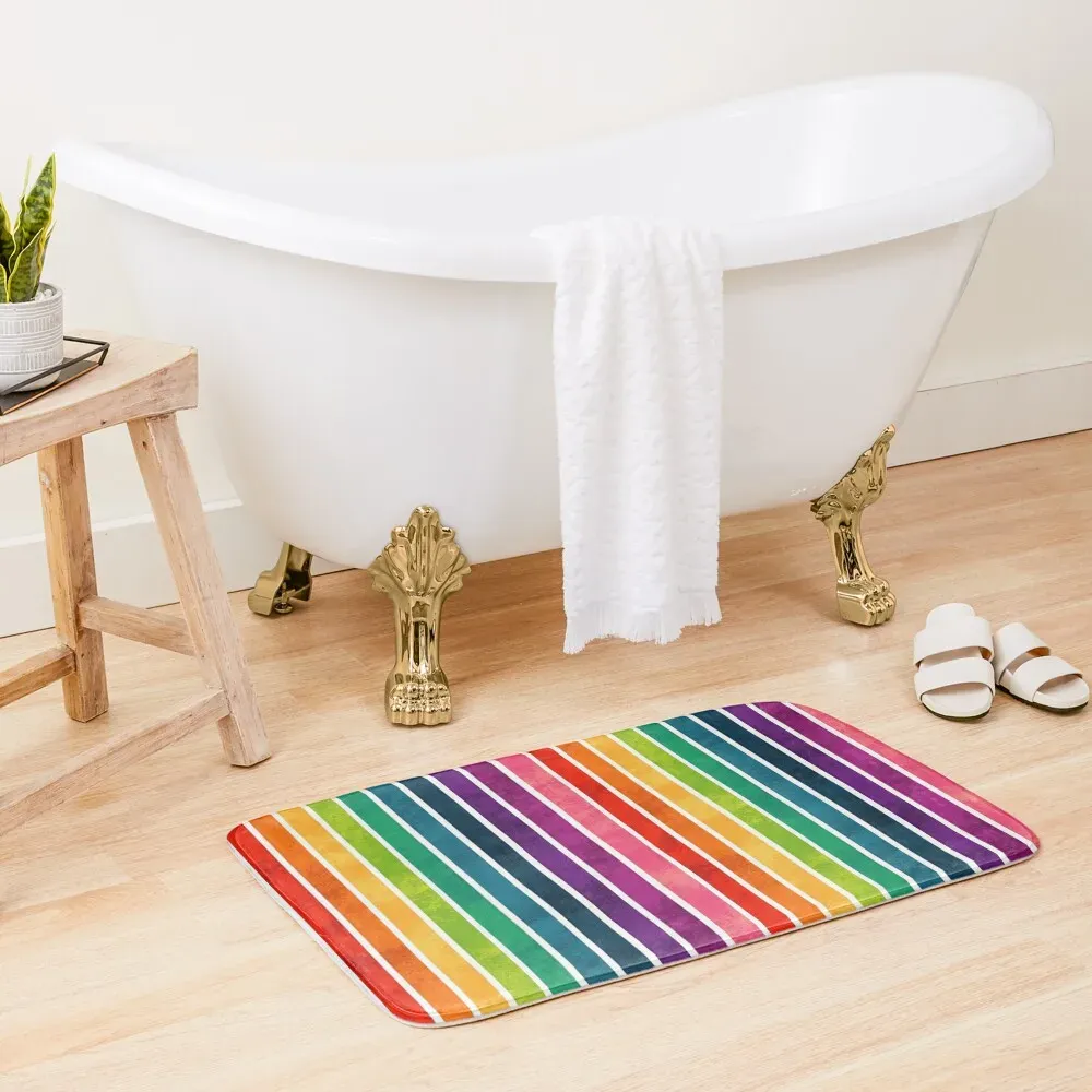 Mats Rainbow Stripes Tappetino da bagno Tappetino antiscivolo Set di tappetini nel bagno Wc Tappetino per corridoio