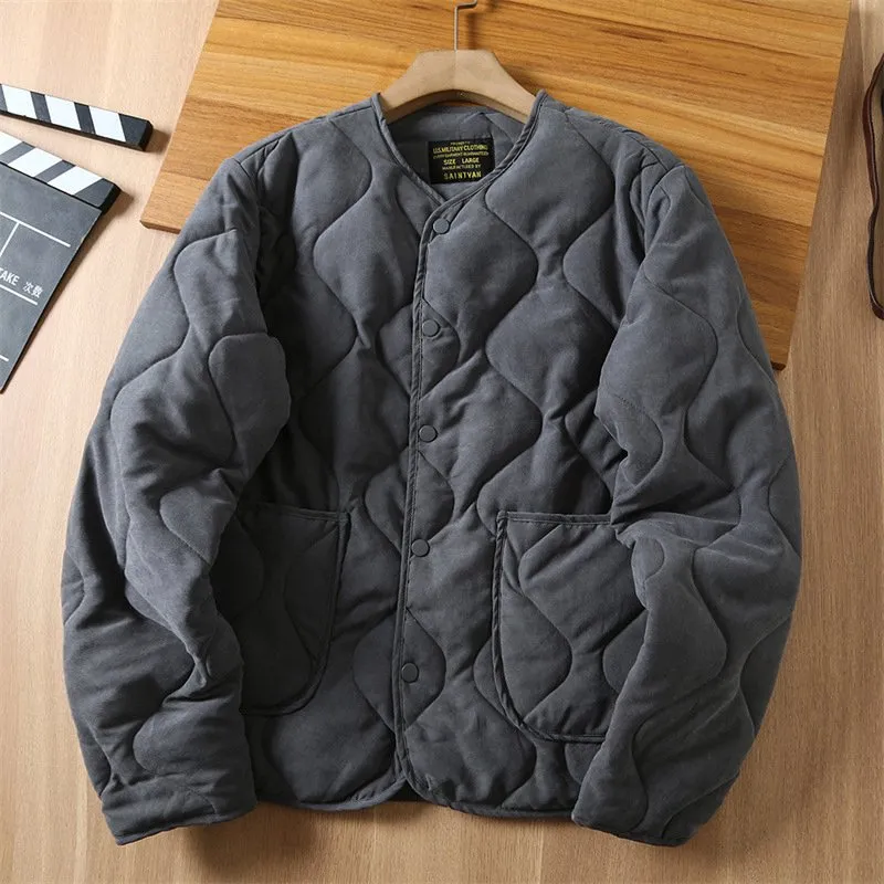 Mens Retro Quilted Jacket: Lightweight Japanese Style M65 Liner