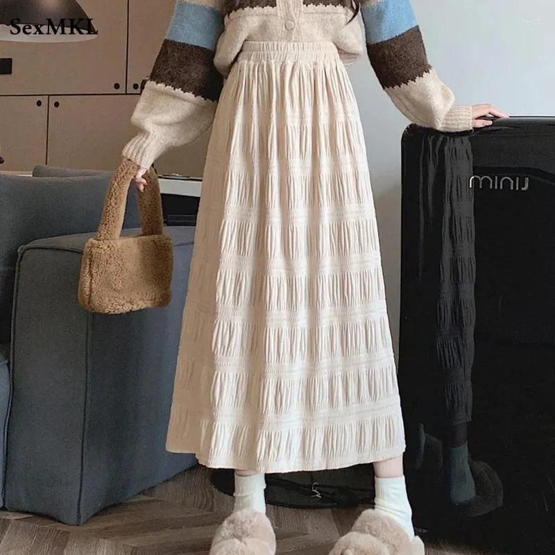 Jupes décontractées une ligne automne hiver 2024 mode taille haute Harajuku Faldas Ajustadas Style coréen Vintage jupe mi-longue femmes