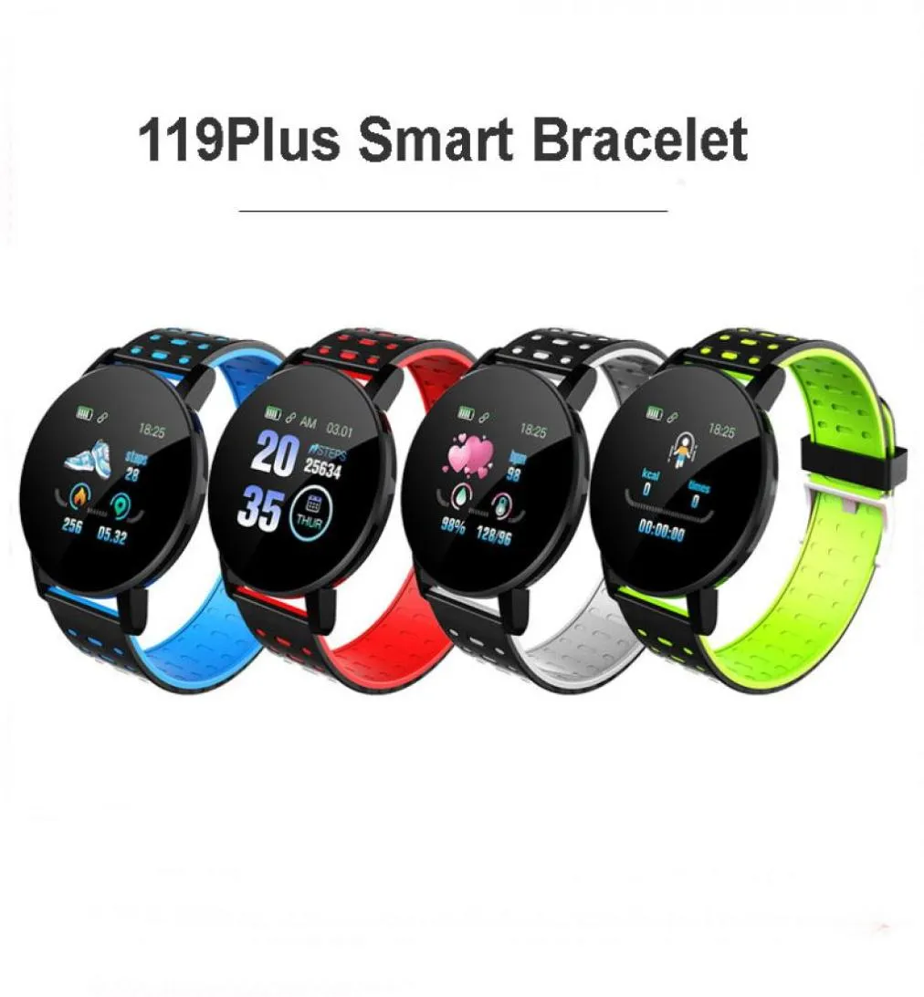 119 Plus Smart Watch Bracelet Wristband Heart Rate Blood Pressure Fitness Tracker IP67 Waterproof LCD Color Screen Sports Smartban1135197