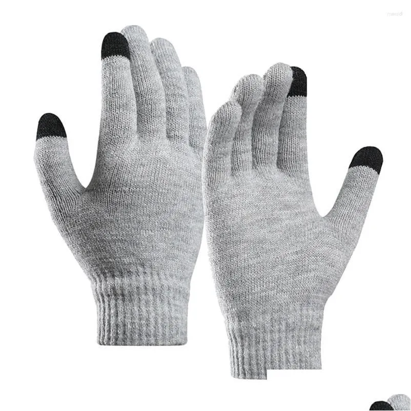 Gants de cyclisme Touch Sn Fl Fingers Sports Bike Hiver Chaud Tricoté Drop Livraison Extérieur Équipement de Protection Dhyxs