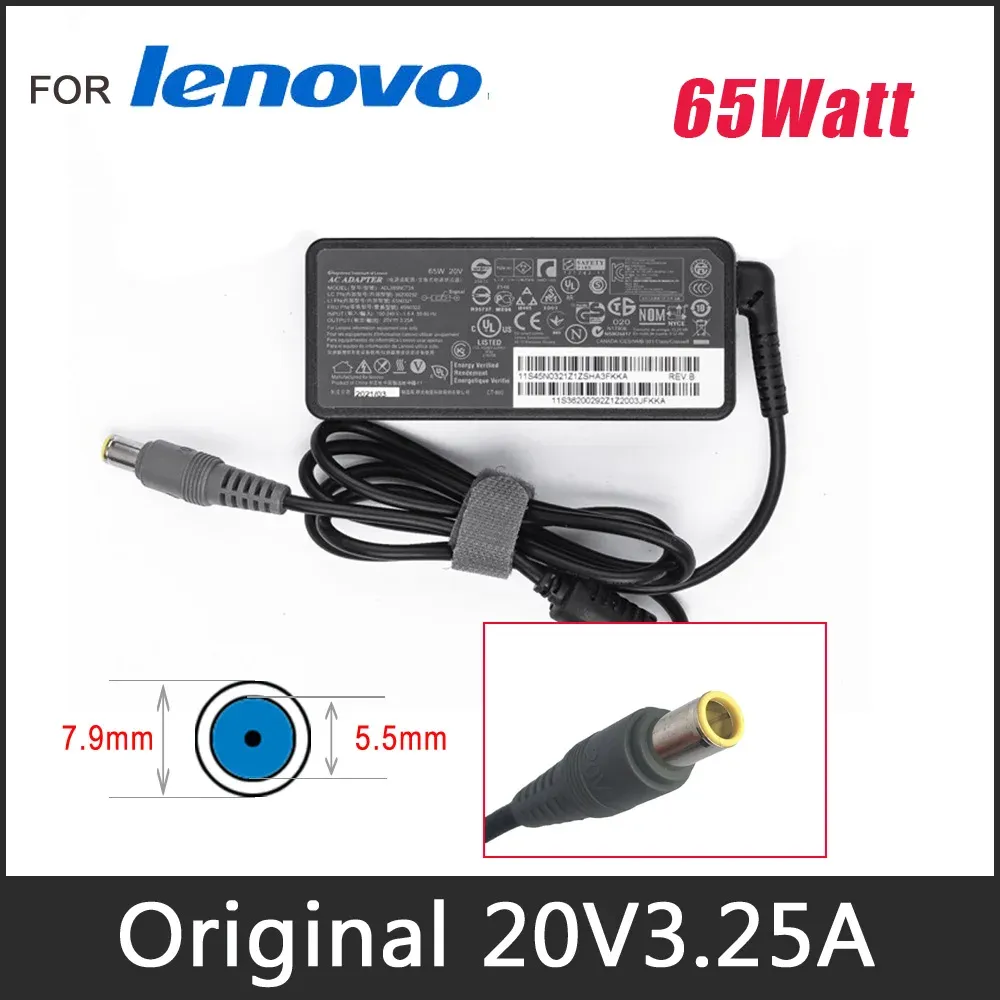 アダプター65W ACアダプター20V 3.25A LENOVO THINKPAD T61P 6465,6466,6467,6468,6470,6471ラップトップ92P1156,40Y7660、PA1650161チャーガーパワーパワー