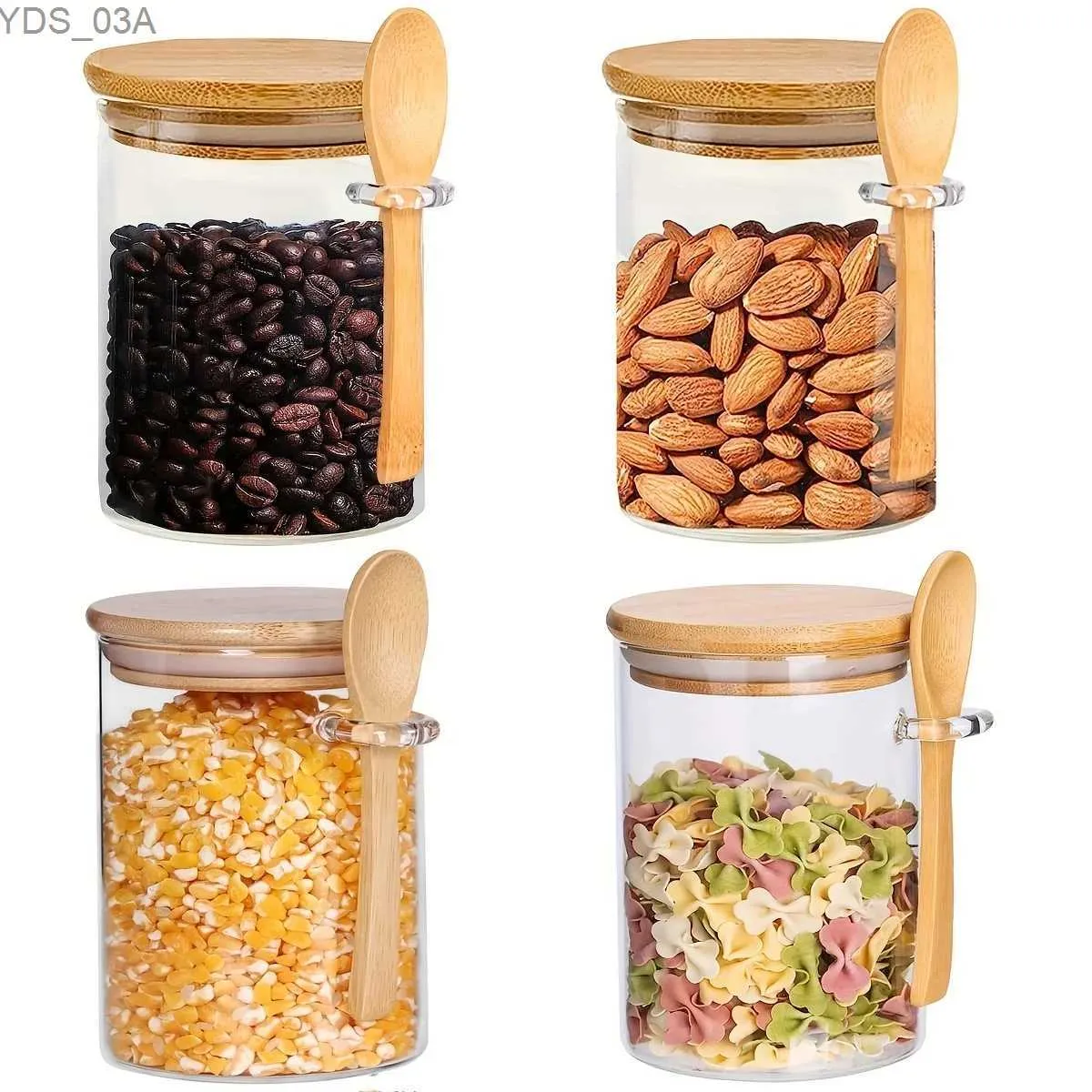 Storage Bottles Jars 18oz Airtight Glass Jars With Lids And Spoons Candy Jars With Lids Clear Spice Jars Small Food Storage Containers 240327