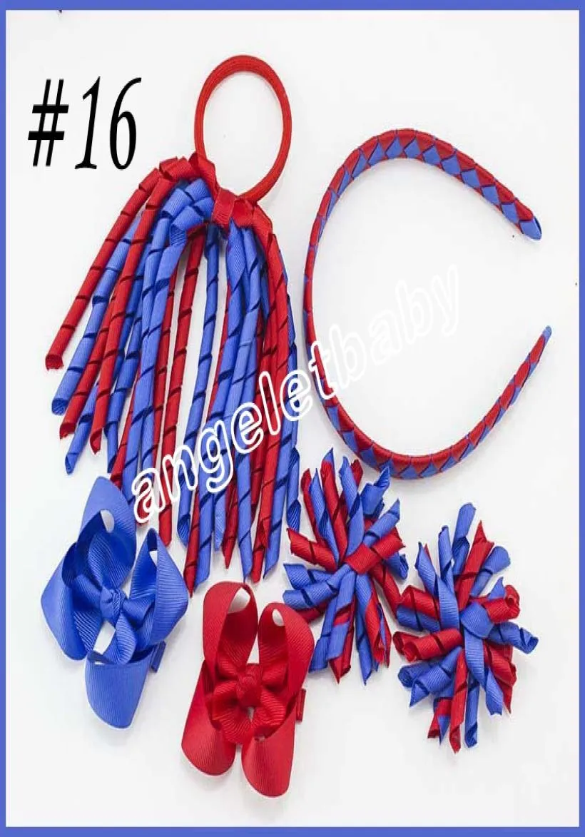 Korker Ponytail streamers woven headbands hair ties bows clips flowers corker Curly ribbon hair bobbles Accessories 5 sets PD0261150529