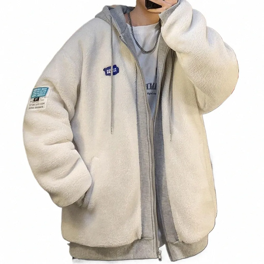 2023 Lambwool Patch Work Hoodies Kobiety zima grube ciepłe kurtki płaszcza retro luźna bluza z kapturem damska zimowa płaszcz y6dl#