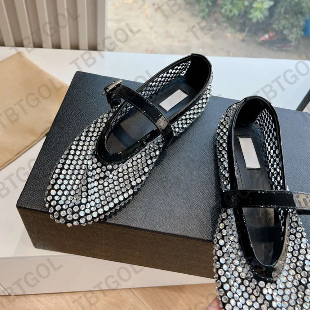 DHgate.com:Black Fishnet Rhinestone Ballet Flats with Box