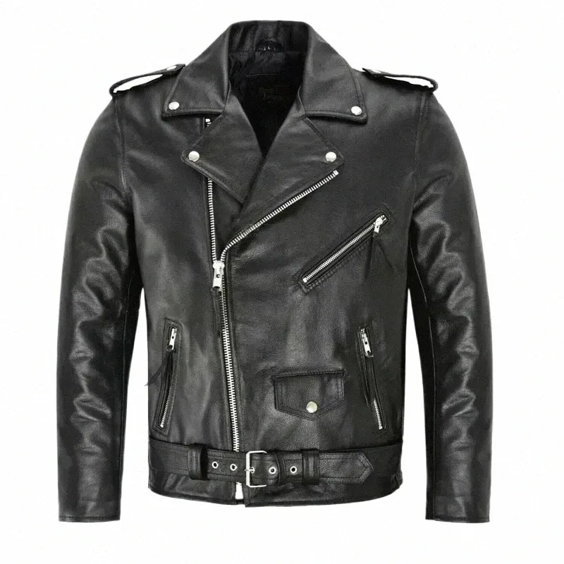 2024 Punk Men Pu Leather Jacket Motorcykel FI Slim Fit Leather Coat E3RW#