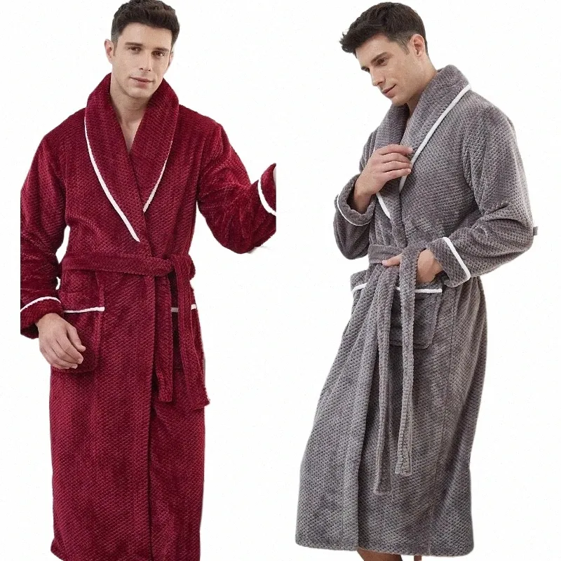 hiver épaissie corail polaire hommes vêtements de nuit lg robe chaude flanelle vêtements de nuit sexy couple peignoir lâche maison porter loungewear m20u #