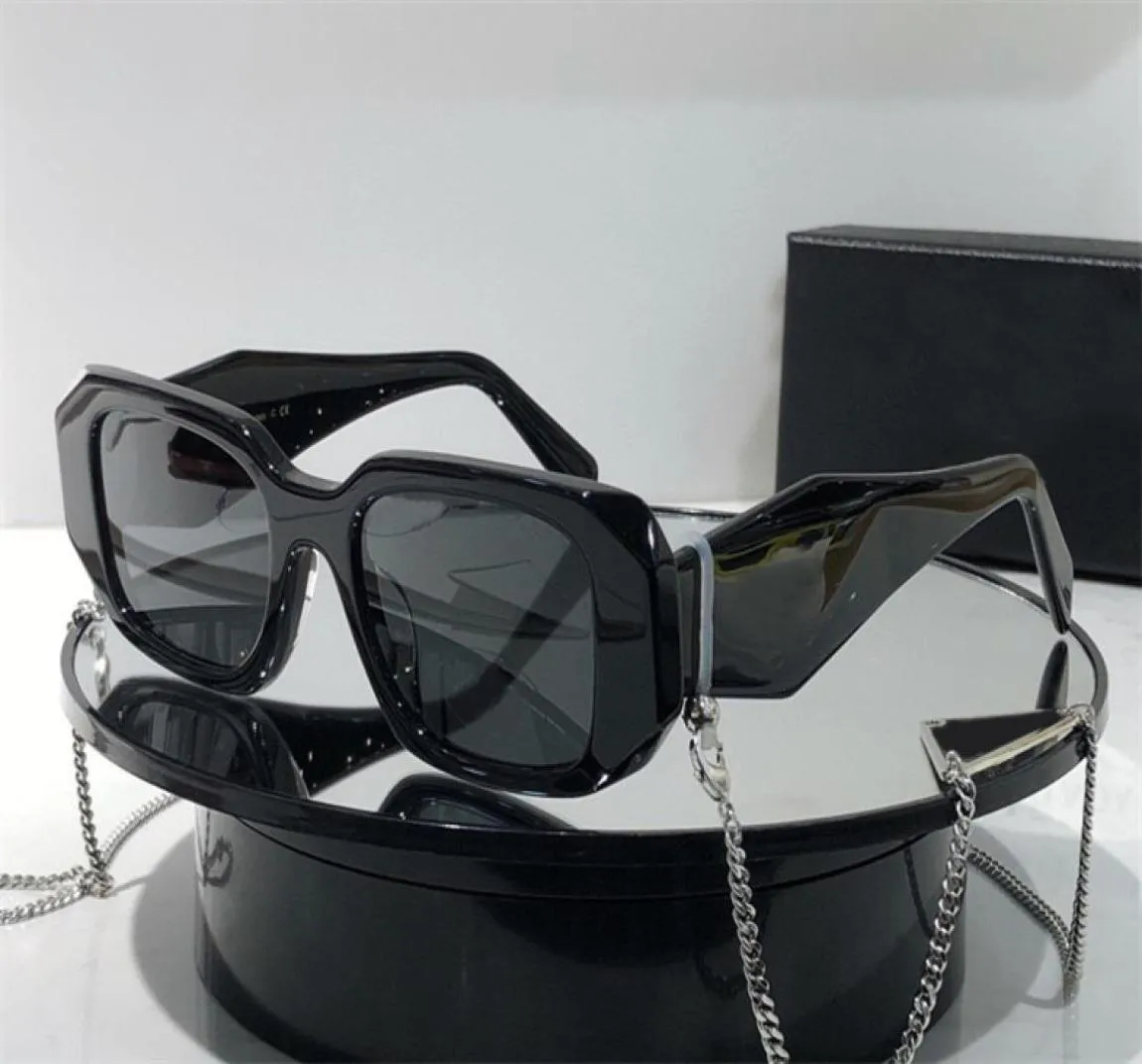 Fashion designer women Sunglasses 17WF plate square Metal chain strap glasses Geometric shape cutting design unique style Top qual1446502