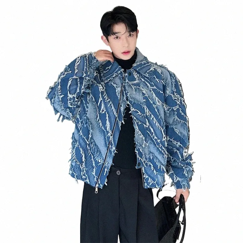 Luzhen Denim Jackets Trend Man Fi Korean Style Persality Tassel Jean Coat Niche Design Casuall Outerwear Tide New 938F96 I3DO#