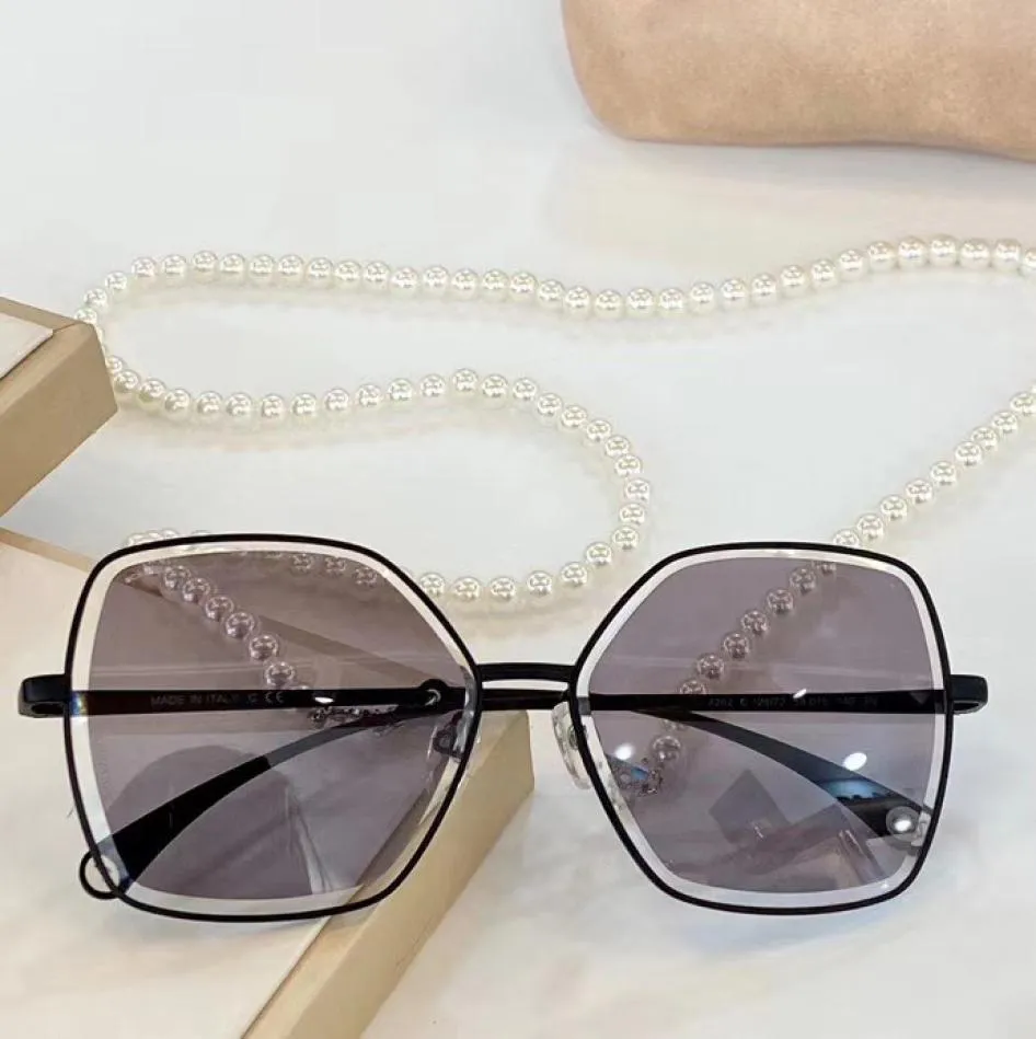 Mode svarta solglasögon 4262 med pärlhalsband solglasögon 58mm Sonnenbrille kvinnor solglasögon gafas de sol new8429491
