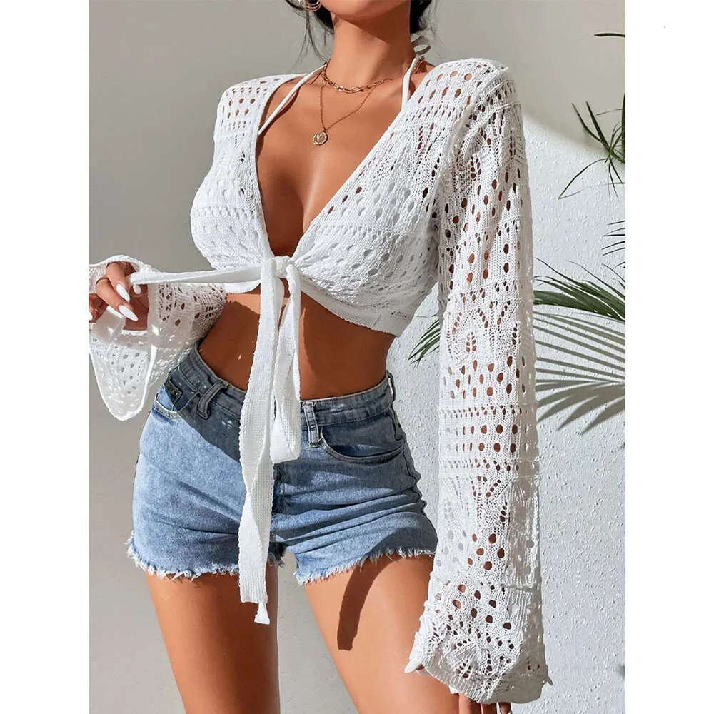 Nowy 2023 Summer Seaside Sexy Women Women Beachwear Siatka Przejdź na plażę Crochet Contup