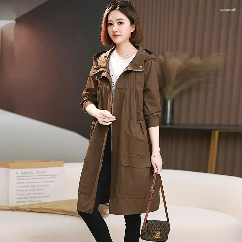 Trenchs De Femmes Manteaux Printemps Automne Manteau 2024 Mi Longueur Version Dames Elegantes Vetements Dexterieur Polyvalents Semblent Minces Coupe Vent Feminin Du 31 06 DHgate