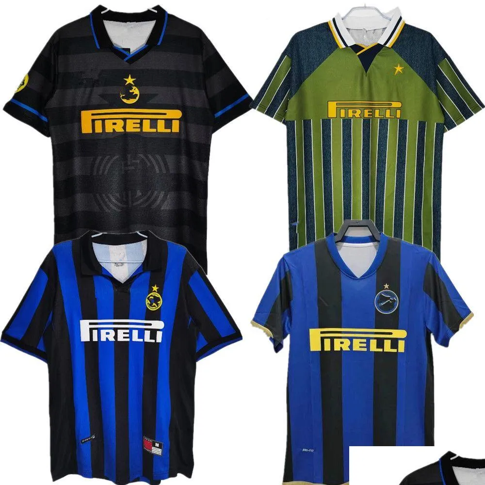 Mens T-Shirts T-Shirt Da Uomo 95 96 97 98 2002 2000 Milito Sneijder Zanetti Maglia Inter Milan Vintage Etoo Kalsiyo Djokovic Bag Bir Otc0o