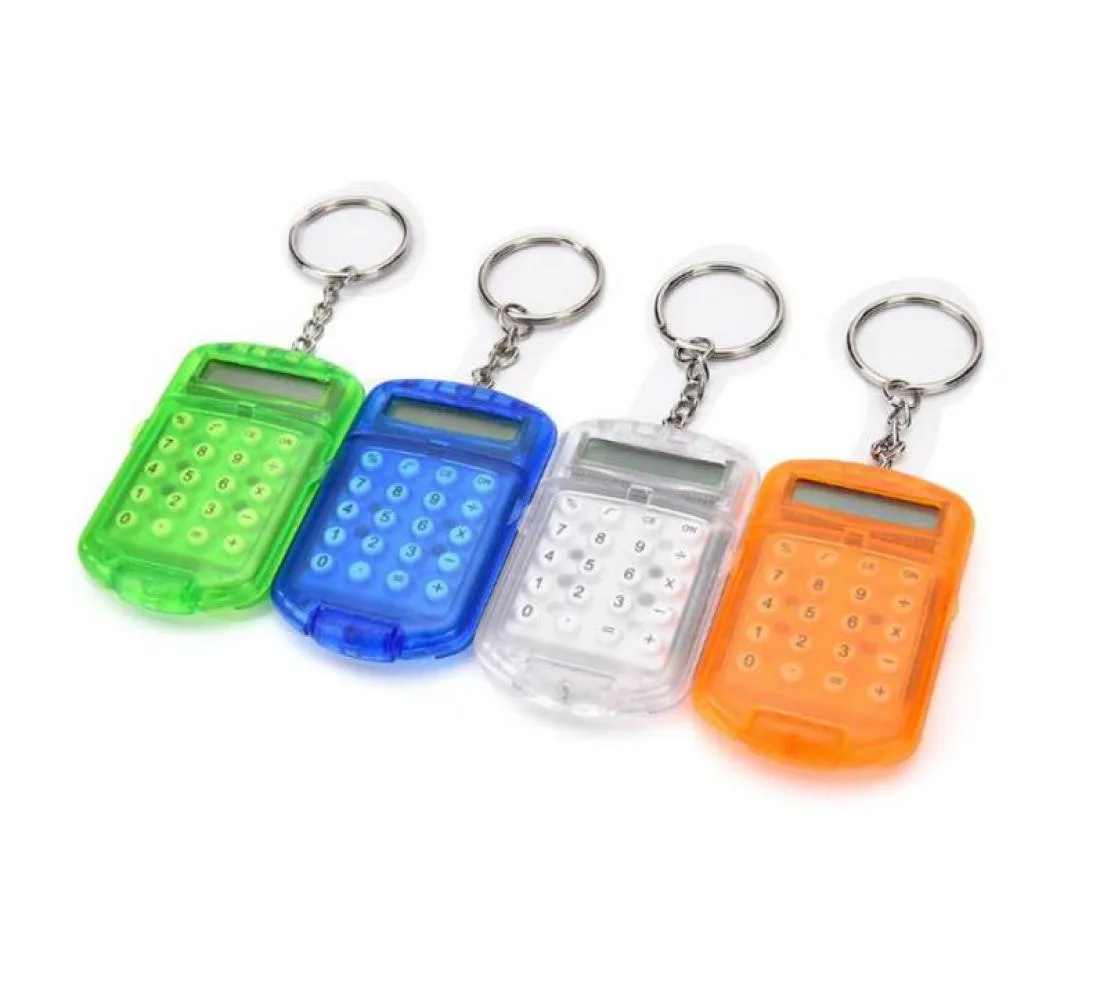 Calculators 500pcs New 8 digit Pocket Mini and Easy to Carry Compact Keychain Calculator Key Chain Ring Creative Ship8227505