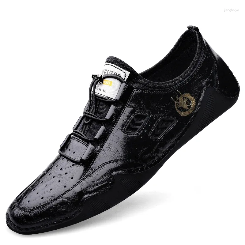 Zapatos casuales 2024 hombres zapatillas de cuero tendencia cómodo mocasines diseño mocasines hombre transpirable