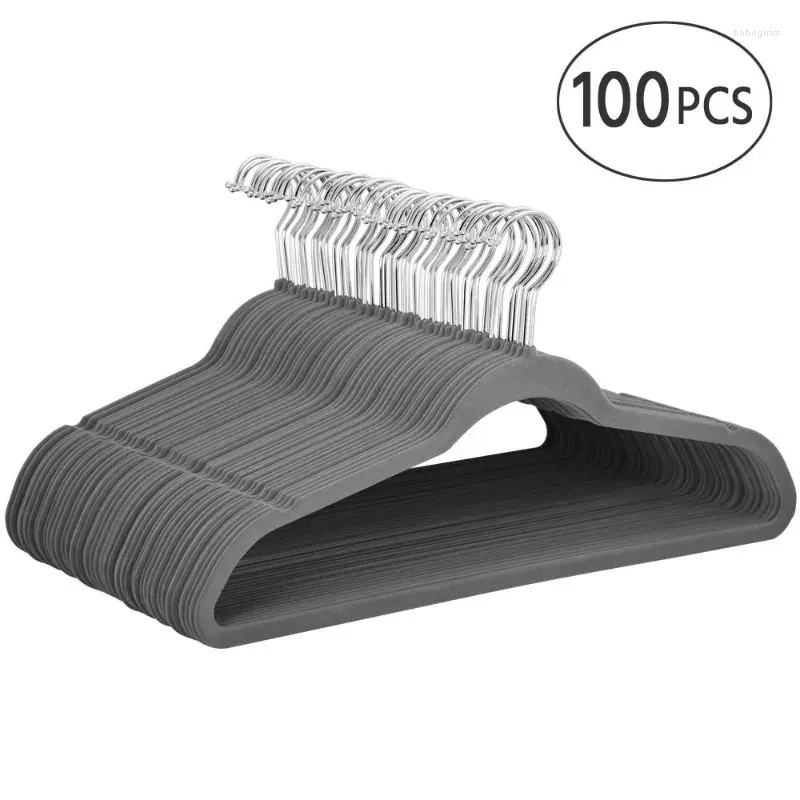 Hangers Easyfashion Heavy Duty Non Slip Velvet Clothing Hanger 100 Pack Gray