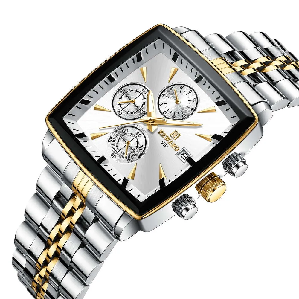 Recompense o tempo multifuncional inteligente de alta qualidade, o relógio masculino de negócios, calendário à prova d'água, luminoso, banda de aço sólido