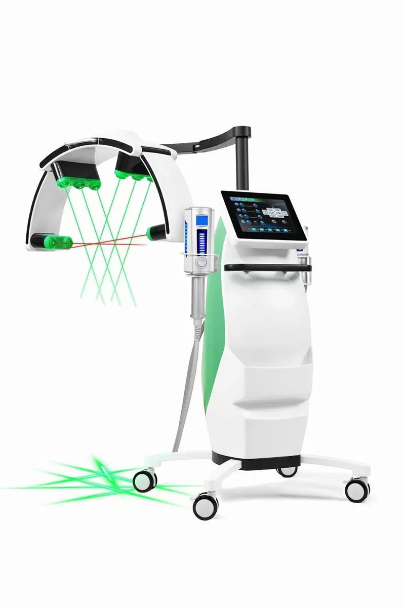 Riduzione non invasiva della cellulite con laser a diodi laser freddo 10d 532 nm o 635 nm Macchina dimagrante per terapia della luce rossa e verde con massaggio con rullo a sfera interna