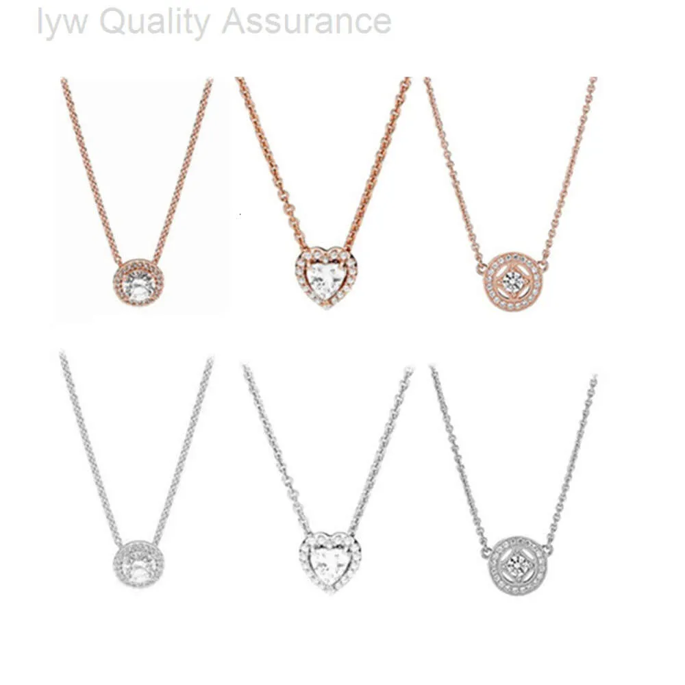 Ontwerper Pandoras ketting pan familie verzilverde koperen charme vrouwelijkheid van vrouwelijkheid sleutelbeen ketting sprankelende hart gevormde ronde diy accessoires basketen nec