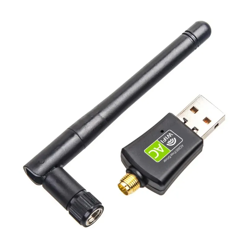 2024 2.4g/5g placa de rede de banda dupla ac600m placa de rede sem fio driver-livre usb wifi receptor antena rede sem fio