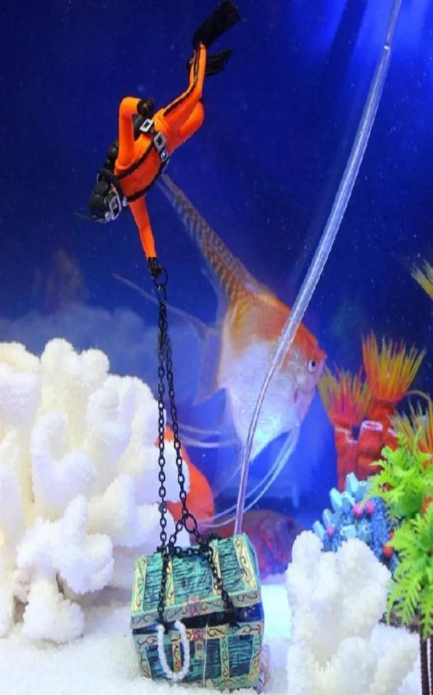 Creative Treasure Hunter Diver Action Figure Fish Tank Ornament Aquarium Decoration Landscape 318F9768642